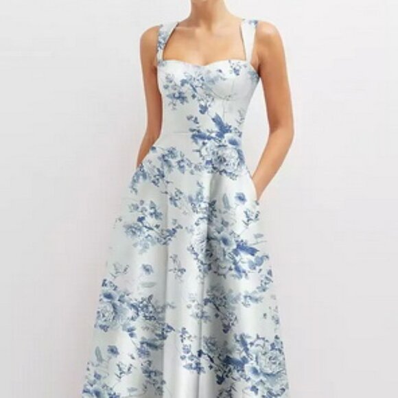 ALFRED SUNG Dresses & Skirts - Alfred Sung Cottage Rose Larkspur Bustier Tie Back Gown D852FP